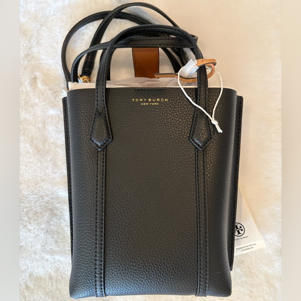 Tory Burch Black Pebbled Leather Handbag with dust bag